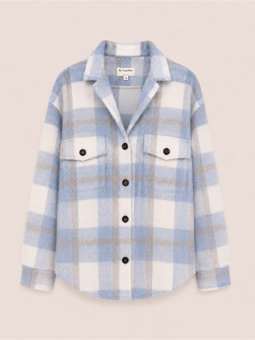 By Together Light Blue & White Plaid Button-Up Shacket